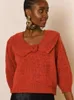 Women's Sweaters Women Wool Metal Wire Blend Rose Floral Lapel Sleeve Sweater