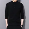 Men's T Shirts Autumn And Winter Double-sided Fleece Long-sleeved T-shirt Turtleneck Brushed Warm Base Tshirt Solid