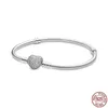 Pur S925 Argent Pandora Bracelet DIY Perles De Mode Classique Bracelet Brillant Coeur Boucle Serpent Os Chaîne Fit Original Charme DIY Exquis Cadeau