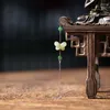 ダングルイヤリングスターリングシルバー925スレッカーイヤリング天然ヘティアングリーンジェイドストーン彫刻バタフライビーズ古代中国の宝石