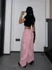 Kvinnor Pants Capris Houzhou Y2K Pink Cargo Parachute Pants Oversize Hip Hop Jogging Sweatpants Egirl 90s Eesthetic Vintage Wide Leg Byxor Kvinna 230807