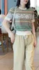女性用セーターサマーニッティングプルオーバートップ韓国ファッション半袖ビンテージストライプカジュアルニットウェアニットセーター