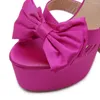 Damer 726 Bow Sandals Rhinestone 2024 Brand Platform Block Heeled Round-Toe High Heels Fashion Women's Shoes Party