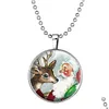 Pendant Necklaces Fashion Christmas Jewelry Necklace Stainless Steel Bead Chain Father Deer Floating Noctilucous Lockets For Drop Deli Dhboy