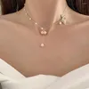 Collane con ciondolo Trendy Bell Orchids Pearl Choker For Women 2023 Elegante collana di fiori di piante Gioielli da sposa