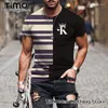 T-shirts pour hommes Couronne K Lettre Stripe 3D Imprimé À Manches Courtes Street Beach Mode Vêtements Haute Qualité O-Neck Extra Large T-shirt Décontracté