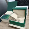 Rolex Green Case Watch Man Watch Wood Luksusowe torby papierowe Certyfikat Oryginalne pudełka na drewniane zegarki kobiety