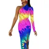 Vestidos casuais redemoinho azul tie dye vestido longo feminino estampado abstrato festa maxi primavera lindo bodycon vestido estampado com fenda alta