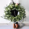 Decorative Flowers Large White Simulation Garland Door Decor Eucalyptus Grass Wreath Pastoral Rustic American Wedding Wall Pendant Hanging