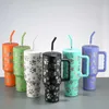 Cat Paw Print 40oz Stainless Steel Vacuum Flasks Straw Cup with Handle Cold Hot Travel Thermos Water Bottle Cup Tea Coffee Mug HKD230807