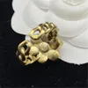 Retro Designer Ring Diamond Flower Letter Pattern Ring Luxury Brass Open Band Rings Womens Fashion Jewelry