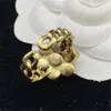 Retro Designer Ring Diamant Blume Brief Muster Ring Luxus Messing Offene Band Ringe Damen Modeschmuck