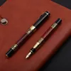 Fountain Pens High Quality Plumas Golden Carving Mahogny Luxury Business School Student Office Supplies Pen Ink 230807