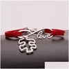 Charm Bracelets Autism Awareness Puzzle Piece Infinity Love Wish Veet Rope Wrap Bangle For Women Men Fashion Friendship Jewelry Drop D Dhkpt