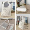 Hixixi Mini borsa a mano con pochette Rete da pesca Borsa a secchiello Corda di cotone Borsa da spiaggia intrecciata con coulisse all'uncinetto Borsa piccola per donne Ragazze HKD230807