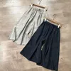 Calças femininas de linho de perna larga femininas culottes curtas de verão simples de alta qualidade para todos os jogos folgadas calças pendulares cinza capri