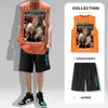 Tute da uomo 2023 Summer Vest Suit Coreano High-street Fashion Pantaloncini grafici Set da due pezzi Abbigliamento Basket Sport