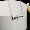 925 Sterling Silver fine beautiful Crystal Dog bones Pendant Necklaces for woman man fashion noble Jewelry party wedding gifts L230704