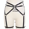 Gürtel Charmante Strumpfbänder Sexy Unterwäsche Schwarzes Leder Dessous Harness Für Frauen Anpassen Hosenträger Punk Goth Exotisches Kostüm