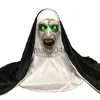 Party Masks Led Horror Nun Mask Cosplay Scary Latex Masks With Headscarf LED Light Halloween Party Pests Deluxe J230807