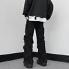 Jeans da uomo 2023 Cyber Y2K Streetwear Pantaloni larghi a zampa impilati neri per uomo Pantaloni lunghi in cotone da donna allentati dritti Pantalon Homme
