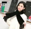 Scarves Real Scarf Women Winter Knitted Shawl Wraps Stoles With Tassel Black Brown Wine