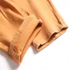 Men's Jeans Men Y2K Orange Stretch Denim Trendy Holes Ripped Pants Mid Waist Fancy Color Trousers