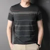 Мужские футболки высокого класса летние бренд -дизайнер -дизайнер полосатые топы городская мужская рубашка VIP классическая одежда для модных с коротким рукавом с коротким рукавом