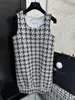 Basic & Casual Dresses Designer Early Autumn New Sweet and Gentle Temperament Reduced Age Plaid Tweed Tank Top Sleeveless Dress OEH9