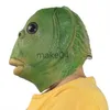 Masques de fête Adulte Drôle Ugly Green Fish Mask Latex Cosplay Party Halloween Alien Chapeaux Party Horror Spoof Supplies J230807