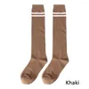Women Socks Fashion Knitted Warm Stripe Stockings Long Over Knee Thigh High