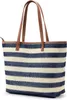 KALIDI paille fourre-tout sac de plage rayé épaule sac à main point tissé PU cuir poignée fermeture éclair poche voyage Shopping pique-nique HKD230807