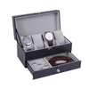 Boîtes de montres 4Grids Double boîtier de montre en fibre de carbone / 6Girds Watch Box Holder Organisateur Boîte de rangement pour boîtes à bijoux à quartz Affichage cadeau 230807