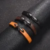 Bracelets porte-bonheur Bracelet Vintage pour hommes noir/marron en cuir véritable crochet Bracelet Bracelets homme bijoux cadeau 20cm/18.5cm