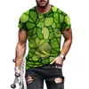 Camisetas masculinas Summer Vintage T-shirt com impressão 3D elementos coloridos casuais folgadas mangas curtas esportivas rodada N