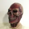 Party Masks Skeleton Warrior Mask Halloween Red Skull Latex Headgear Horror Haunted House Cosplay Spoof Props J230807