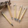 Partihandel Bambu Wood Ballpoint Pen 1.0mm Tip Black Ink Business Signature Ball Pen Office School Wrling Stationery LL