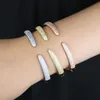 Stilista Bracciale quotidiano classico aperto misura regolabile Hip hop Donna uomo Gioielli con zirconi cubici bling pavimentati ghiacciati