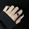 Cluster Ringen Red Opal Onregelmatige Y2K Eenvoudige Bud Gem Bloem Opening Ring Hollow Esthetische Vintage Kpop Sieraden Vinger Voor Vrouwen