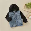 Jaquetas 2023 Crianças Casaco Outono Inverno Menino Terno Menina Roupas Baby Denim Com Capuz Outwear Outfits Toddler Kids Clothing 230807