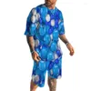 Fatos de treino masculinos 2023 Men Trend 3D Pattern Printed Design Clothes Round Neck Sleeve Short T-Shirt Casual Shorts Fashion Spring Summer Daily