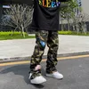 Męskie spodnie High Street Camuflage dżinsy męskie haftowane łatki męska marka streetwearu mody American Hip Hop proste Casual Cargo Pants 230804