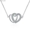 Karopel oryginalny 925 srebrny srebrny wieczne miłość podwójne serce wisiorki Kobiety obietnica miłości grzywna biżuteria prezent l230704