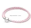 Pure S925 Silver Pandora Armband Diy Pärlor Fashion Double Loop Woven Leather Armband Diy Designer Charm