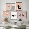 Lustige Katze Leinwand Malerei Katze Uhr Computer Katze Paar Cartoon Ctue Tier Poster Wand Kunstdruck Bild Wohnzimmer Paar Zimmer Home Decor kein Rahmen Wo6