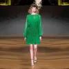 Casual Dresses Break French Advanced Sense Of Wrinkly Thin Everything With Bubble Sleeve Green Careful Machine Bag Arm Cross-border