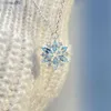 Highend Crystal Snowflake Pendant Necklace For Women Jewelry Fashion Princess 925 Sterling Silver Clavicle Necklace Girlfriend L230704