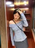 Chemisiers pour femmes Hikigawa à manches longues Chic Mode Blouse Vintage Y2k Femmes Taille Mince Tunique Chemise Tout Match Casual Rayé Blusas Tops Mujer