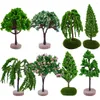 Decorative Flowers 8pcs Realistic Tree Model Microlandscape Layout Artificial Miniature Modeling Prop