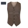 Новый винтажный шерстяной шерстяной коричневый елочный жилет твид бренд Mens Mens Mest Vest Slim Fit Farm Wedding Vest для мужчин